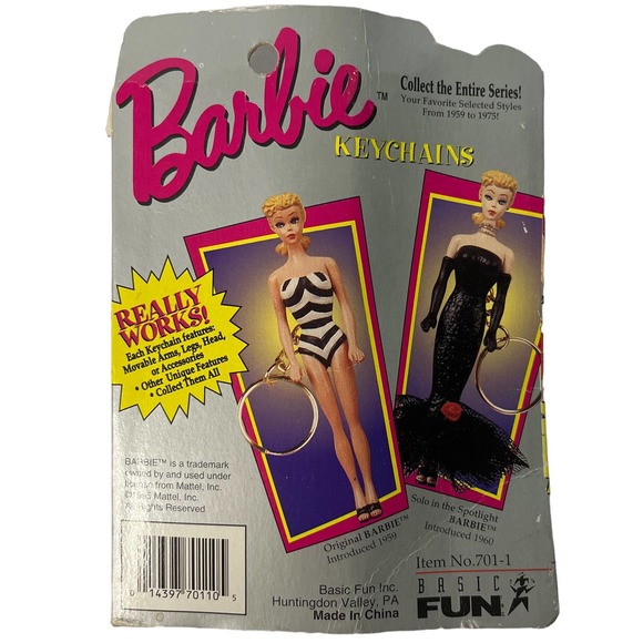 Barbie Basic Fun Keychain, Mattel 1995, Solo in the Spotlight 701-1 - Picture 4 of 6